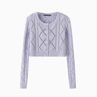 Retro Slimming High Waisted Round Neck Long Sleeved Sweater For Women