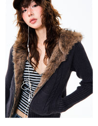 Fleece-lined American-style Hottie Slim-fit Short Coat Sweater