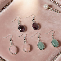 Natural Crystal Oval Egg-shaped Earrings