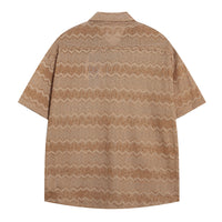 Hollow-out Crocheted Knitted Short-sleeved Shirt