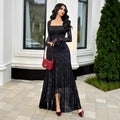 Square-neckline Asymmetrical Hem Figure-hugging Dress