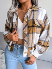 Plaid Lantern Sleeve Wool Coat Jacket