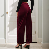Casual Retro Style Solid Color Draping Effect Velvet Wide-leg Pants