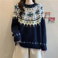 Slimming Relaxed-style Vintage Knit Top