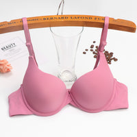 Women's Thin Push Up Adjustable Simple Solid Color Bra With Steel Ring
