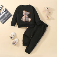 Baby Autumn Bear Printed Pants Sweater Suit