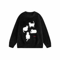 Cartoon Cat Mohair Loose Sweater