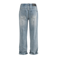 Washed And Faded Denim Trousers Men's Fashion