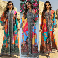 Womens Fashion Printed Long-Sleeve Dress