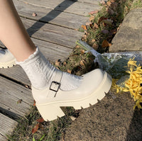 Women's Buckle British Style Leather Shoes
