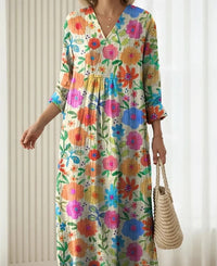 Lady's Linen Long-sleeved Dress