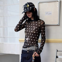 Versatile Animal And PolkaDot Printed Cropped LongSleeve Top With A Defined Waist