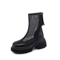 Summer Hollow Out Breathable Mesh Platform Chunky Heel Boot