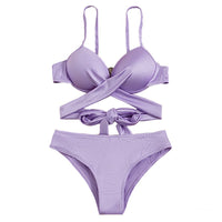 Three-piece Long Skirt Solid Color Lace-up Swimsuit