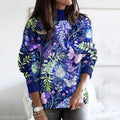 New 3D-printed Loose-fitting High-neck Top For Fallwintercross-border Style Casual Off-shoulder Design For Women