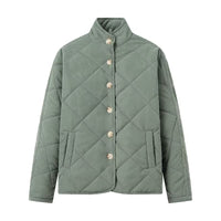 European And American Diamond Lattice Stand-up Collar Cotton-padded Clothes