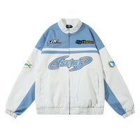 European And American-style Locomotive Racing Suit Leather Coat