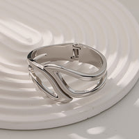 Versatile Light-luxury Punk-style Open Bangle With A Wide Design