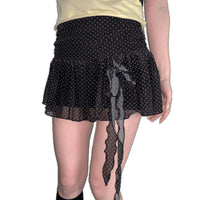 Korean Style Bow Bandage Polka-dot Slim-fit Versatile Casual Chiffon Skirt