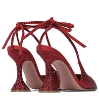 Women's Rhinestone High Heel Strap Bow Sandals