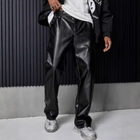 Straight-leg Casual Retro High-street PU Leather Pants From Europe And The US