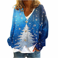 Womens Casual  Versatile V-neck Long-sleeve Loose-fit Sweater Jacket
