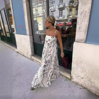 Strap Maxi A-line Printed Dress