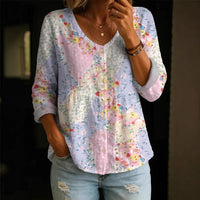 Women's Fashion Round-Neck Printed Plus-Size Shirt