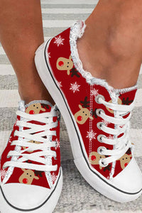 European And American Christmas Foreign Trade WISH Amazon Ebay Red New Style Christmas Elk Casual Flat Canvas Shoes For Women