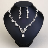 Rhinestone Pearl Earrings And Necklace Set Women