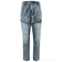 European And American Motorcycle Double Zipper Cycling Pants Four Seasons Slim Racing Anti-fall Jeans