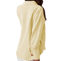 Womens Solid-Color Versatile Casual Striped Shirt