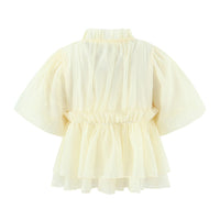 Fashionable All-match Puffed Sleeves Lace-up Short-sleeved Doll Shirt