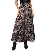 Womens Retro Leopard-Print Full A-Line Skirt