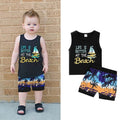 Boys Summer Seaside Vacation Style Coconut Tree Beach Suit