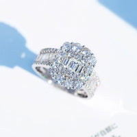 Princess Square Silver Artificial Diamond Ring