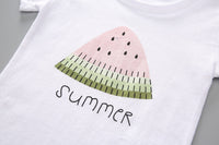 Girls' Simple Fashion Round Neck Short Sleeves Shorts Two-piece Set