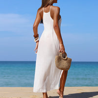 Sexy Side-Slit Sun-Protective Maxi Cover-Up Dress