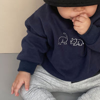 Dinosaur Cartoon Embroidery Long-sleeved Sweater