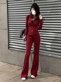 Spicy Girl Temperament With Plush Long Sleeved High Waisted Pants Sports Suit