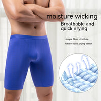 Summer Anti-wear Leg Ice Silk Men's Breathable Running Plus Size Lengthened Thin Mesh Boxer Shorts