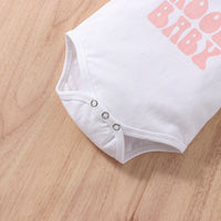Solid Color Letter T-shirt Romper Hot Pants Suit With Headdress Flower