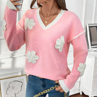 Women's Long-sleeved V-neck Sweater For Valentine's Day Clothing