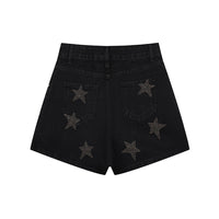Women's Fashionable High Waist Casual Slim-fit Rhinestone Denim Shorts