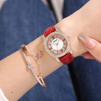 Women's Diamond-embedded Roman Face Simple Fashion All-match Quartz Watch Gift Box