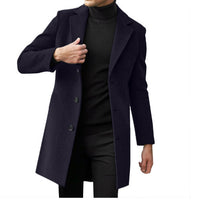 Mens Mid-length Long-sleeve Wool Coat Autumnwinter Wool Outerwear