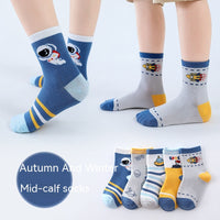 Children's Socks Spring And Autumn Thin Mid-calf Length Solid Color Cotton Socks
