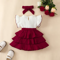 European And American Baby Girl Bow Cake Dress Fashion Patchwork Ruffled Sleeveless Fashion Dress