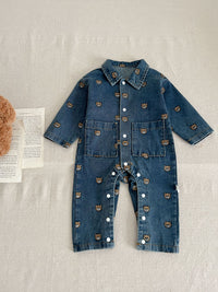 Child Bear Denim Jumpsuit