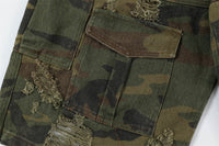 Men's Punk Distressed Multi-pocket Design Loose Wide Leg Straight Shorts